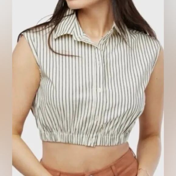 NWT REVOLVE We Wore What sleeveless popover top pinstripe S - Picture 2 of 8